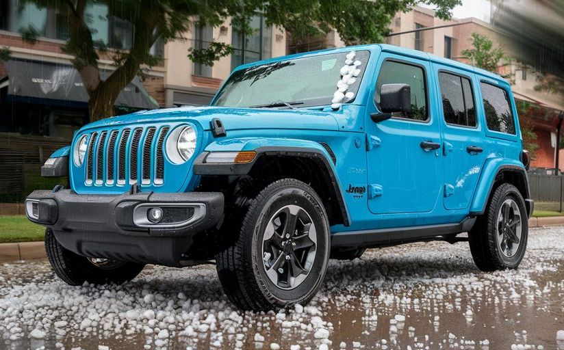 jeep wrangler with hail damage repair to be done at One Twenty-Two Collision jeep-wrangler-with-hail-damage-repair-to-be-done-at-One-Twenty-Two-Collision