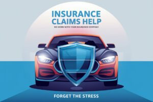 vibrant poster for insurance claims help at One Twenty-One Collision