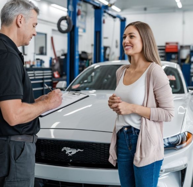 Calhoun Certified Collision Repair mustang customer