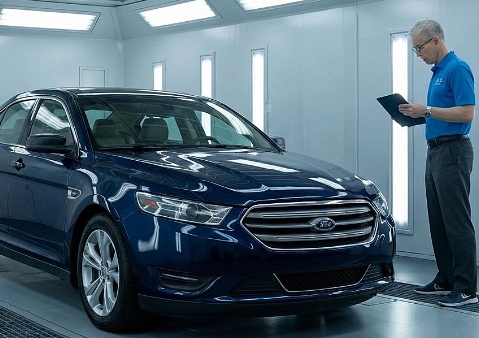 Aluminum Repair ford in paintbooth