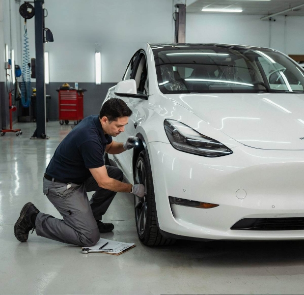 EV Certified Collision Repair tech working on tesla